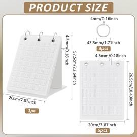 BENECREAT 5Pcs Wool Felt Pin Display Pages, White 3-Ring Brooch Display Holder for Pin Collection Storage, Office Home Brooch Pin Display Decoration, 10.4x7.8x0.17inch