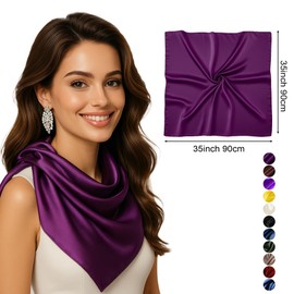 PoeticEHome Mulberry Silk Head Scarf for Women - 35x35 Inch Solid Color Sleeping Hair Wrap, 6A Grade Anti-Frizz Growth Bandana, Gift Ready