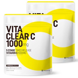 Set of 2 Vita Clear C, High Concentration, Vitamin C, Supplement, 1,000 mg, Liposome Vitamin C, Made in Japan