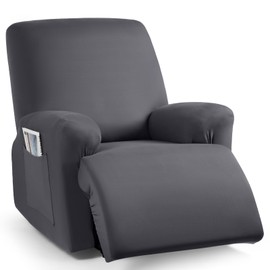 TAOCOCO - Fundas elásticas para sillas reclinables, 3 piezas para reclinables grandes, protector de muebles suave y agradable a la piel, lavable (gris oscuro, funda para silla reclinable)