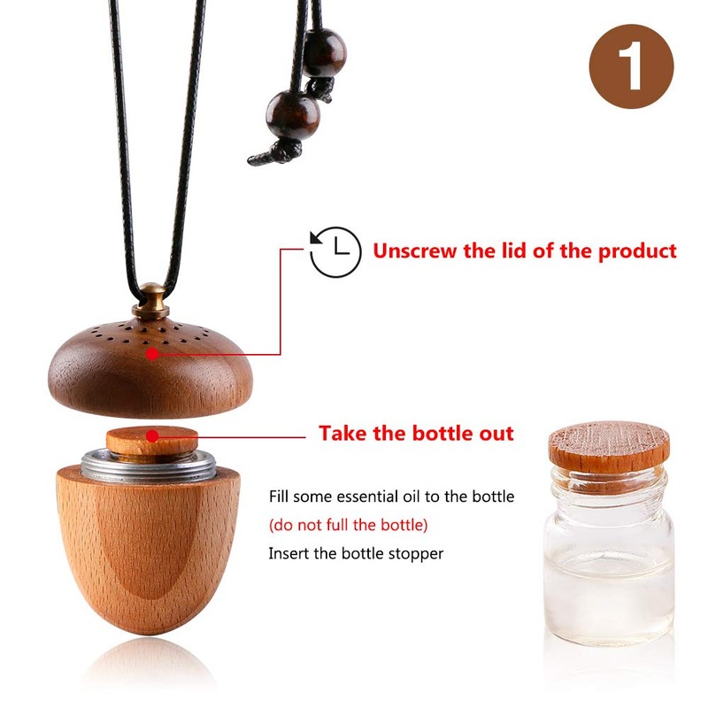 RoyAroma Wooden Acorn Essential Oil Car Diffuser Air Freshener Hang