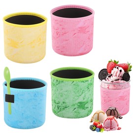 TranRantic 4 Pack Reusable Ice Cream Neoprene Sleeve for Ninja Creami Deluxe NC500 Series, Insulated Sleeves for Ninja Creami Deluxe Pints Ice Cream Maker Containers (24 oz)