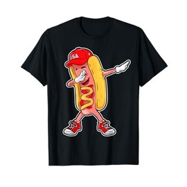 Dabbing Hot Dog T shirt 4th of July Hotdog Merica USA Kids T-Shirt
