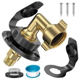 RV Water Inlet Replacement City Water Fill Inlet with Check Valve Brass Elbow Connection Hose Connector Hookup for Camper (Black)