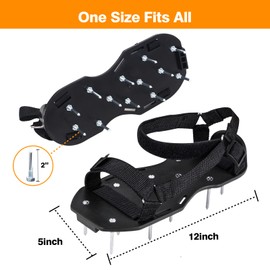 Spike Shoes for Epoxy Flooring, Lawn Aerator Shoes for Grass Epoxy Floor Coating, Self-Leveling Floor, Epoxy Garage Floors, Overlays, Cover Installation, with 1" Short Spikes ， (Black)