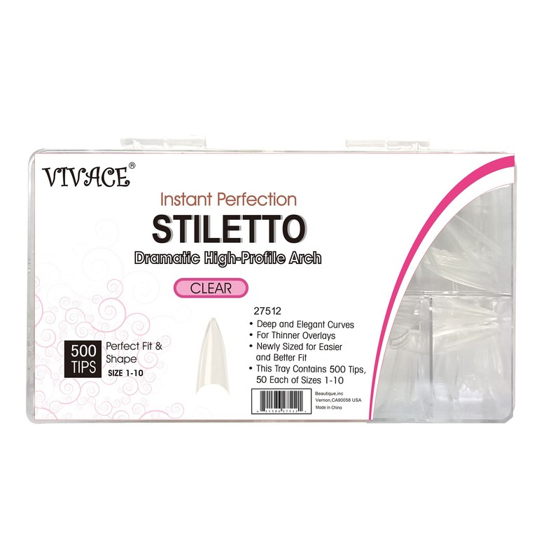 VIVACE Clear Stiletto 500 Acrylic False Fake Gel Nail Tips