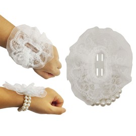 Sovenny 12 Pieces Elastic Pearl Wrist Corsage Bands Wristlets for Wedding Prom Flowers (White)