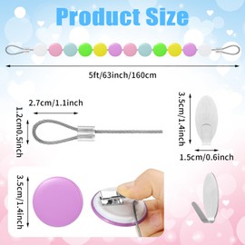 Yoande Kids Artwork Display for Wall Rainbow Dot Art Cable Multi Purpose Steel Wall Hanging Photo Display Wire Rod String with 12 Clips Art Display for Picture DIY Nursery Playroom Classroom (Updated)