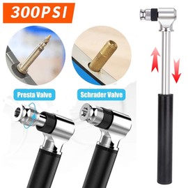 Mini Hand Bike Pump 300PSI Bicycle Tire Pump Portable Presta & Schrader Valve Road Mountain Bikes Tyre Pump