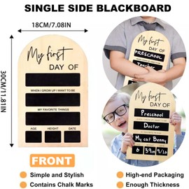 Back to School Sign Chalk Board, Reusable School Sign Photo Props, My First & Last Day of School Photo Board, Durable Wooden 1st Day School Chalkboard of Preschool