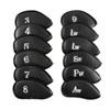 12 Pcs Golf Club Head Covers with Embroidered Labels, Leather