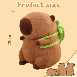 Capybara Cuddly Toy, 23 cm Capibara Plush Toy, Water Pig Cuddly Toy, Cute Capybara Cuddly Toy Plush with Turtle Backpack, Toy Stuffed Toy Capybara, Gift for Adults Children