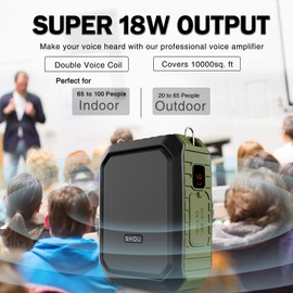 18W Wireless Bluetooth Waterproof Voice Amplifier Portable Headset Microphone with Speaker Small Personal Microphone for Teachers, Outdoors