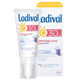 Ladival Sensitive Skin Plus Sun Protection Cream for the Face SPF 30 Fragrance-Free Sun Cream without Colours and Preservatives Waterproof 50 ml
