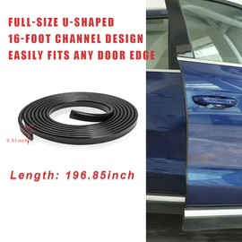 Ziciner Car Door Edge Guards, 16Ft (5M) Auto Edge Trim Rubber Seal Protector with U Shape, Automotive Anti-Collision Door Entry Trim Molding Protection, Universal Fit for Most Car (Black)
