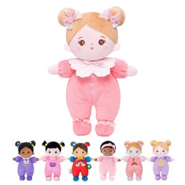 OUOZZZ OUOZZZ Soft Baby Doll for Girls - My First Baby Doll Birthday Gifts for Girls Plush Rag Dolls Pink Bow Dress Toy for Toddlers Kids Infants 10"