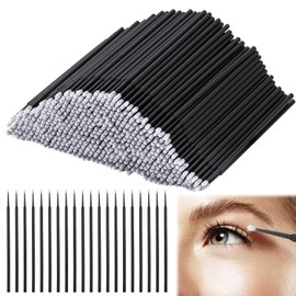 400 Pcs Disposable Lip Wands, Black Micropore Brushes, Disposable Micro Applicator Brushes, Micropore Swabs for Makeup, Longer Tips Eyelash Extension Applicators for Eyelashes Extensions, Crafting