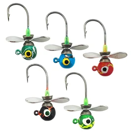 FANGBLUE Jig Head Hook 10g (3/8oz) Fishing Jigging Stainless Steel Hook with Propeller Blade Spinner Spoon Pike Bass Hook Fishing Tackle (5Pcs 10g)