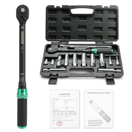 LLAVETOR 14PCS 3/8 Drive Torque Wrench 5-45ft.lb, Magnetic Spark Plug Socket Set with 3/8" Universal Joint & 10" Extension Rod, Cr-V Steel Swivel Sockets for Automotive Tools