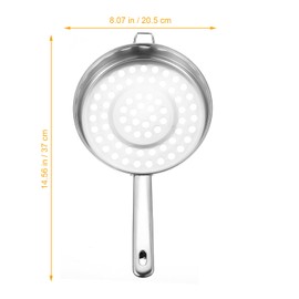 Hemoton Stainless Steel Colander With Long Handle Large Hole Cooking Strainer Mesh Steaming Basket for Draining Food Pastas Washing Fruits Vegetables Salads Silver