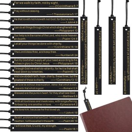 20 Pieces Christian Gifts Bible Bookmark Inspirational Book Markers Religious Gifts Christian Leather Bookmark Scripture Church Supplies Christmas Reading Reward, 20 Styles (Black)