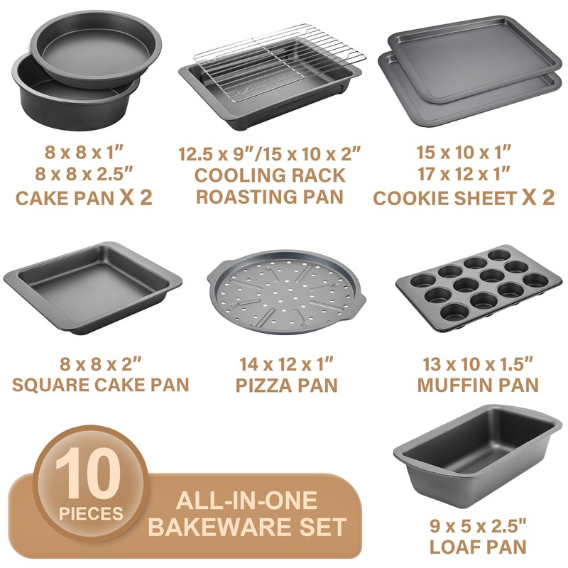 HONGBAKE Bakeware Sets, Baking Pans Set, Nonstick Oven Pan for