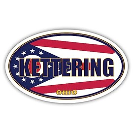 3 Pack 2x3 inches | Kettering City Ohio State Flag | OH Flag Montgomery County Oval State Colors Construction Toolbox, Hardhat, Lunchbox, Helmet, Mechanic, Luggage