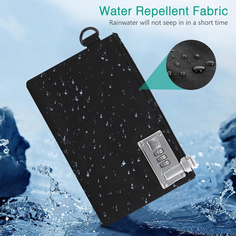 ORIA Purse with Lock, Waterproof Bank Bag with Zip, 21