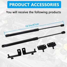 Front Hood Lift Support Struts Assist Kit, Hood Quick Front Lift Supports Compatible with 2018-2025 Wrangler JL & 2020-2025 Gladiator JT Bolt-in System Hood Strut,1 Pair Black