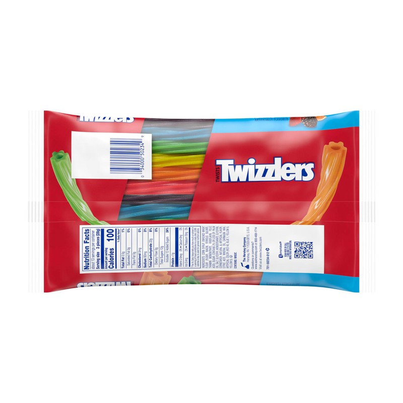 TWIZZLERS Twists Rainbow Flavored Licorice Style, Chewy Candy Bag, 12.4