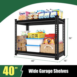 SDXYSTCE Garage Shelving Heavy Duty 880LBS Loads, 40" W Adjustable Garage Storage Shelves, 2-Tier Metal Shelving Units and Storage, Industrial Utility Shelf, 40" Wx16 Dx36 H,Black