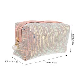 FRCOLOR Sequin Makeup Bag for Women Stylish Glitter Cosmetic Organizer Generous Capacity for Daily Use for Travel and Evening Outings