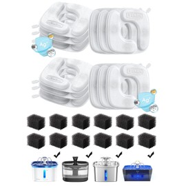 Veken Cat Water Fountain Filters, 12 Pack Replacement Filters & 12 Pack Replacement Pre-Filter Sponges Set for 50oz, 84oz, 95oz Automatic Pet Fountain Dog Water Dispenser
