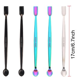 Briartw 5 Pcs Stainless Steel Craft Spoon | Mess-Free Crafting with Dual-Shaped Spoons for Glitter, Embossing Powders, Sequins & Small Embellishments | Colorful,Black,Silver | 6.7inch Length