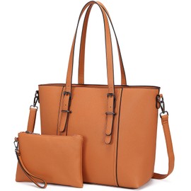 Women Purses and Handbags Tote Shoulder Bag Top Handle Satchel Bags for Ladies Purse Set (Brown 2pcs Set)