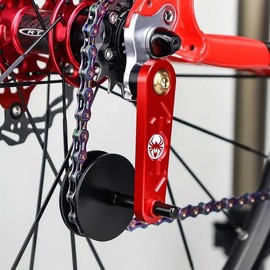 ZLiT Bike Single Speed Chain Tensioner,Aluminum Alloy Bike Chain Tensioner Bicycle Single Speed Adjuster Tensioner for MTB Road Bicycle Tensioner Tool (Red)