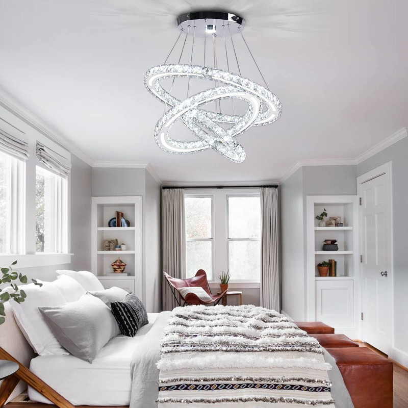 diisunbihuo Modern LED Chandeliers Crystal Chandeliers Ceiling Light Three Rings