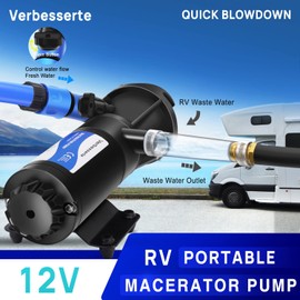 Verbesserte RV Macerator Pump 12GPM RV Waste Water Pump for Sewage 12V Portable Quick Release Self-Priming Sewer Pump with Garden Hose Port Trailer Waste Water Dump Pump for Boats Marine Camper Wacht