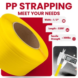 Banding Strapping Kit, Pallet Strapping Kit with Tensioner & Sealer Tool, 3200FT PP Plastic Banding, 200 Metal Seals, Reusable, Heavy-Duty Packaging Kit for Warehouse, Transportation, Home Use