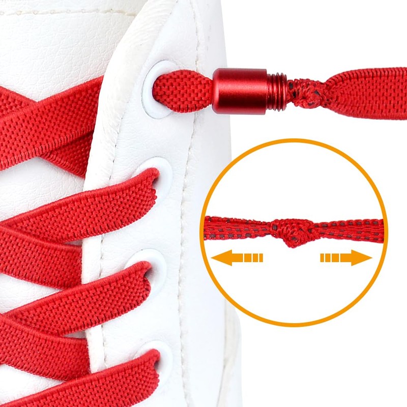 RJ-Sport 2 Pairs of Flat Shoelaces, No Tying, Elasticated, with