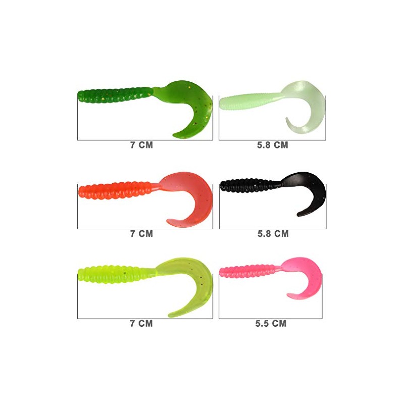 aulyun Soft Fishing Lures Set 30 Pieces + Plumber Head