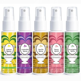 Travel Size Toilet Spray, Air Freshener Spray for Bathroom Deodorizer, Travel Essentials Variety - Lemon, Lavender, Vanilla, Peony, Eucalyptus