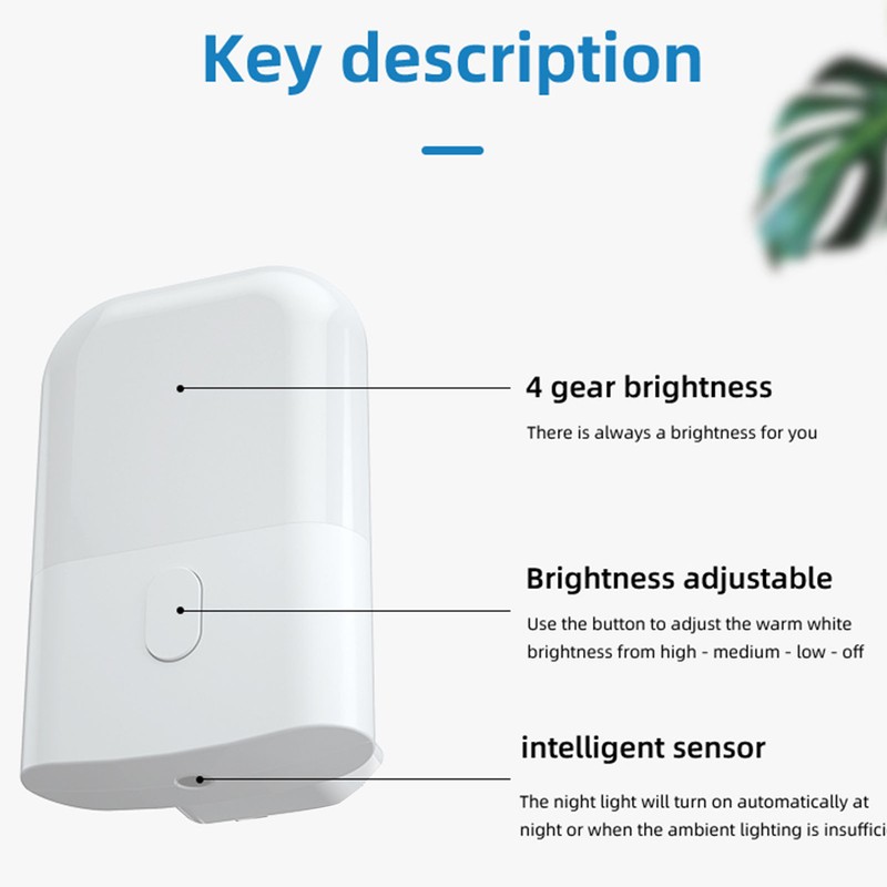 2pcs Intelligent Night Light Dimmable Warm Light 0.5W LED Light