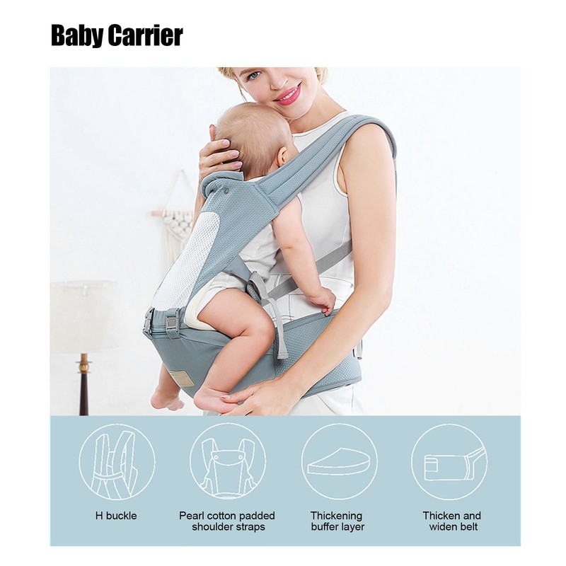 Adjustable Baby Carrier Breathable Newborns Toddlers Ergonomic Thickening HipseatCyan