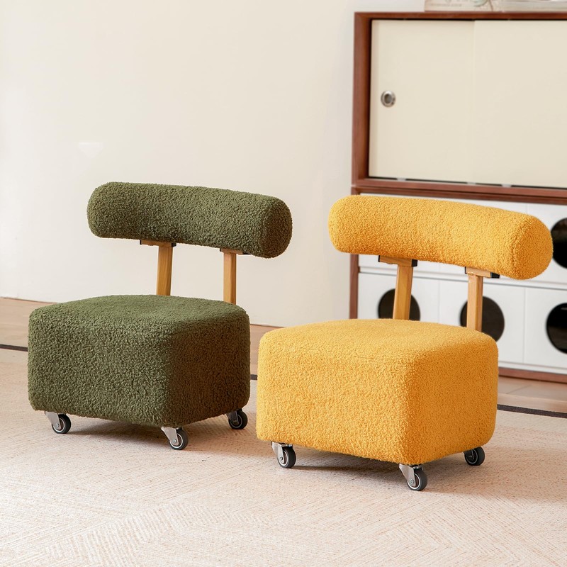 Kids Rolling Stool with Backrest, Small Chair for Toddler Desk