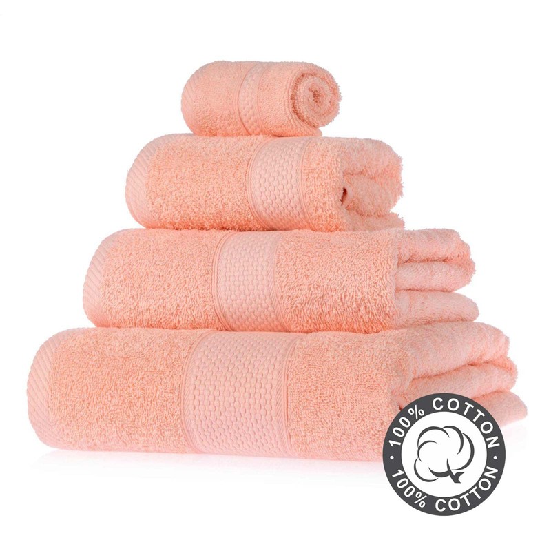 HOMESCAPES Peach Turkish Cotton Bath Towel Super Soft Thick &