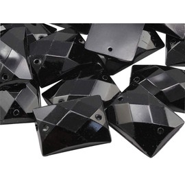 Allstarco 14x10mm Jet Black CH37 Flat Back Rectangle Sew On Beads for Crafts Plastic Acrylic Rhinestones with Holes for Sewing, Clothing Embelishments, Costume Cosplays 70 Pieces
