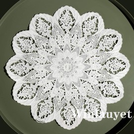 Winlauyet 30 cm / 55 cm Rosentraum Plauen Tablecloth Embroidery Air Tips Lace Cup Doily (30 x 30 cm)