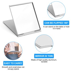 APOMOONS 6 Stück Taschenspiegel Klein, Kleiner Spiegel mit Aluminiumschale Ultradünner Taschenspiegel Klappbar Reisespiegel Klappspiegel Kosmetikspiegel für Reisen, Schule, Camping und Make-up, Büro