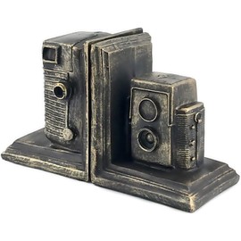 Bellaa 25709 Vintage Camera Bookends Retro Bookshelf Deco 7 inch Movie Film Cinema Decor